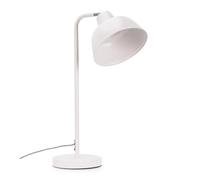 ValueLights | White Metal Stem Table Lamp with Angled Dome Shade | Home Décor, Bedside & Desk Lamp | Includes Bulb