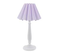 ValueLights | White Wood Candlestick Table Lamp with Lilac Pleated Shade Living Room Bedroom Light | Table Lamps, Home Décor & Improvement Essential | Included LED Bulb