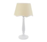 Victoria White Wood Table Lamp with Linen Scallop Trim Tapered Shade & Bulb ValueLights White One Size