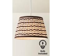 Valuelights Wickham Medium Stripe Print Taper 28Cm Ceiling Lamp Shade And Bulb In Brown Brown