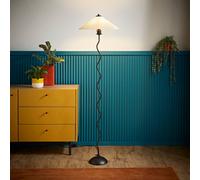 ValueLights | Black Metal Wavy Single Stem Floor Lamp with White Origami Pleated Shade | Home Décor, Bedside & Desk Lamp