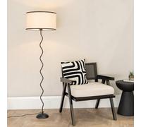 ValueLights | Black Metal Wavy Stem Floor Lamp with Black Trim Linen Shade Living Room Lounge Light | Floor Lamps, Home Décor & Improvement Essential