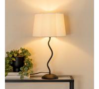 Valuelights Wiggle Black Metal Single Stem Table Lamp With Cream Boucle Scallop Shade & Bulb