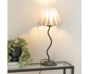 Valuelights Wiggle Black Metal Single Stem Table Lamp With Grey Scallop Tapered Lamp Shade
