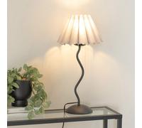 Valuelights Wiggle Black Metal Single Stem Table Lamp With Grey Scallop Tapered Lamp Shade And Led Bulb