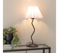 Valuelights Wiggle Black Metal Single Stem Table Lamp With Lilac Scallop Tapered Lamp Shade