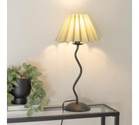 Valuelights Wiggle Black Metal Single Stem Table Lamp With Scallop Tapered Lamp Shade In Pale Green Pale Green
