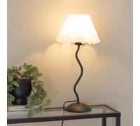 Wiggle Black Metal Single Stem Table Lamp with Scallop Tapered Shade & LED Bulb ValueLights White One Size