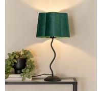 Wiggle Black Metal Single Stem Table Lamp with Velvet Scallop Lamp Shade ValueLights Bottle Green One Size