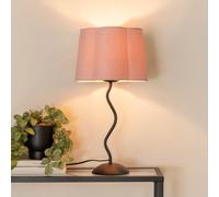 Wiggle Black Metal Single Stem Table Lamp with Velvet Scallop Shade and LED Bulb ValueLights Baby Pink One Size