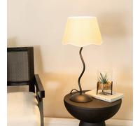 ValueLights Wiggle Black Linen Scallop White Trim Tapered Table Lamp