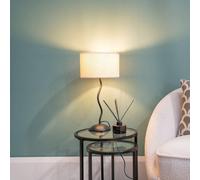 ValueLights | Black Metal Wavy Single Stem Table Lamp Waved Base with Cream Boucle Shade | Home Décor, Bedside & Desk Lamp