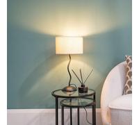 ValueLights | Black Metal Wavy Single Stem Table Lamp Waved Base with Cream Boucle Shade | Home Décor, Bedside & Desk Lamp