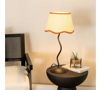 ValueLights | Black Metal Wavy Stem Table Lamp with Rust Trim Scallop Shade Living Room Bedroom Light | Table Lamps, Home Décor & Improvement Essential | Included LED Bulb