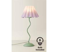 ValueLights Wiggle Lilac Pleated Scallop Lamp Shade Moss Green Metal Table Lamp & LED Bulb ValueLights Green