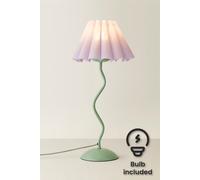 ValueLights Wiggle Lilac Pleated Scallop Lamp Shade Moss Green Metal Table Lamp & LED Bulb ValueLights Green