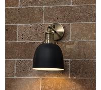 MiniSun | Retro Style Antique Brass Wall Light with a Black Dome Shade | Home Décor, Bedside & Desk Lamp