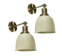 Valuelights Wilhelm Pair Of Retro Antique Brass Knuckle Joint Wall Lights With Gloss Cream Shades