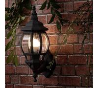 MiniSun | Traditional Style Black & Clear Outdoor Security Wall Light Lantern IP44 Rated | Outdoor Lights & Home/Garden Improvements Essential | | Mains Wired