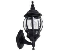 Valuelights Windsor Ip44 Rated Black & Clear Outdoor Security Wall Light Lantern - Complete With 4W Led Candle Bulb In Warm White