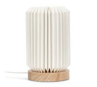 Wooden Base Bedside Table Lamp with a White Paper Fold Lampshade Living Room Bedroom Light