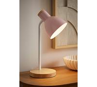 Valuelights Woody Blush Pink Metal Dome Shade Wooden Base Desk Task Adjustable Table Lamp
