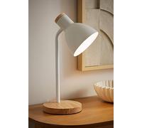 Valuelights Woody White Metal Dome Shade Wooden Base Desk Task Adjustable Table Lamp