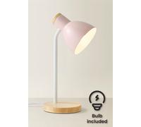 ValueLights Woody Blush Pink Dome Shade Freestanding LED Table Lamp - Size: 36 x 19 x 14cm - Wilko
