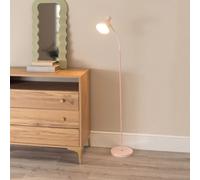 Woody Metal Dome Shade Wooden Base Freestanding Floor Lamp ValueLights Pink One Size