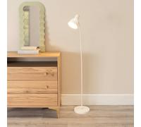 Woody Metal Dome Shade Wooden Base Freestanding Floor Lamp ValueLights White One Size