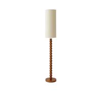 ValueLights | Wyatt Natural Linen Tall Lamp Shade Walnut Wood Bobbin Floor Lamp with LED Bulb | Floor Lamps, Home Décor & Improvement Essential | Included LED Bulb