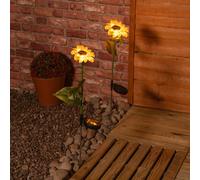 ValueLights | Yellow Sunflower Solar Powered Outdoor Spike Lights 2 Pack Garden Stake Lamp