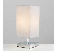 Pair of - Modern Square Polished Chrome Touch Table Lamps with a Grey Shade