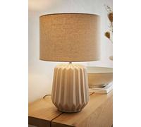 ValueLights | Stone Natural Textured Ceramic Bedside Table Lamp with Fabric Drum Shade Living Room Bedroom Light | Table Lamps, Home Décor & Improvement Essential