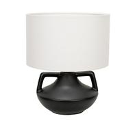 ValueLights Zoe Linen Drum Lamp Shade Matte Black Ceramic Vase Table Lamp ValueLights Black