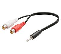Valueline 0.2m 3.5mm Male to 2x RCA Female Jack Stereo Audio Adapter Cable - Black
