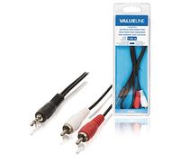 Valueline 1.00 m 3.5 mm Jack Stereo Audio Adapter Male to 2x RCA Male Cable - Black