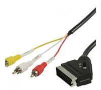 Valueline 1.00 m Switchable SCART Male to 3x RCA Male Cable - Black