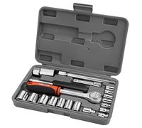 ValueMax 1/4 inch and 3/8 inch Metric Socket Wrench Set, 21 Piece, 4-19 mm Socket Wrench Set, car Tool Set with Ratchet Wrench, Extension rods, Adapter, Twist Grip