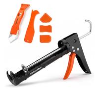 ValueMax 10OZ Caulk Gun Kit with Caulk Remover Tool（Black） | Smooth Silicone Caulking Gun, 10:1 Thrust Ratio, Sealant Finishing Tool Grout Scraper for Caulking/Filling/Sealing