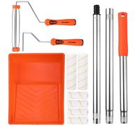 ValueMax 12-Piece Paint Roller Set with Tray, 230 & 100 mm Rollers | Microfibre Rollers, 2 Roller Sizes, Home Wall Ceiling Decoration, Adjustable Pole Length Up to 120 cm