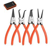 ValueMax 180mm Circlip Pliers Set, 4-Piece Internal External Snap Ring Pliers for Ring Remover Retaining, Organized in Zip Case