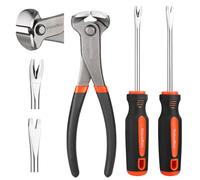 ValueMax 3 Piece End Cutting Pliers and Nail Pullers Set, 185 mm End Nippers for Pulling and Cutting Nails, 2-Piece Magnetizable Tack Lifter with Straight V Tip and Bend V Tip for Easy Nail Removal
