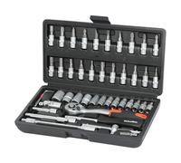 ValueMax 46-Piece Socket Set, 1/4“ Drive Socket Set with Bits, Cr-V Steel Ratchet Set, Mechanic Ratchet Wrench Tool Kit for Car Repair