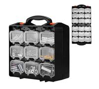 ValueMax Small Parts Organizer Box, Double-Sided Tool Box with 18 Removable Bins, Portable Screw & Parts Storage Case for Nuts, Bolts, and Hardware