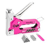 ValueMax Staple Gun 3 in 1, Heavy Duty Stapler with 2000 Staples (Type 140/28/8), TÜV GS Tested Professional Tackers, Adjustable Force Upholstery Staple Gun for Decoration, Carpentry, DIY, Pink