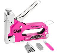 ValueMax Staple Gun 3 in 1, Heavy Duty Stapler with 2000 Staples (Type 140/28/8), TÜV GS Tested Professional Tackers, Adjustable Force Upholstery Staple Gun for Decoration, Carpentry, DIY, Pink