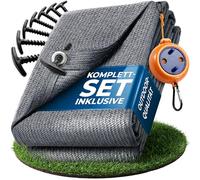 valuents Awning Carpet - Blue/Grey - 300 x 400 cm - Camping Rug Outdoor - Tent Carpet Caravan / Motorhome with Carry Bag + Washing Line & 8 x T-Pegs