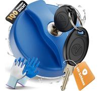 valuents® Lockable Water Tank lid 78mm Diameter - Blue - for Water Filling Nipples on motorhomes/caravans with 2 Keys +Plus: Gardening Gloves