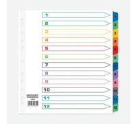 Valuex ValueX Index 1-12 A4 Extra Wide Card White with Coloured Mylar Tabs